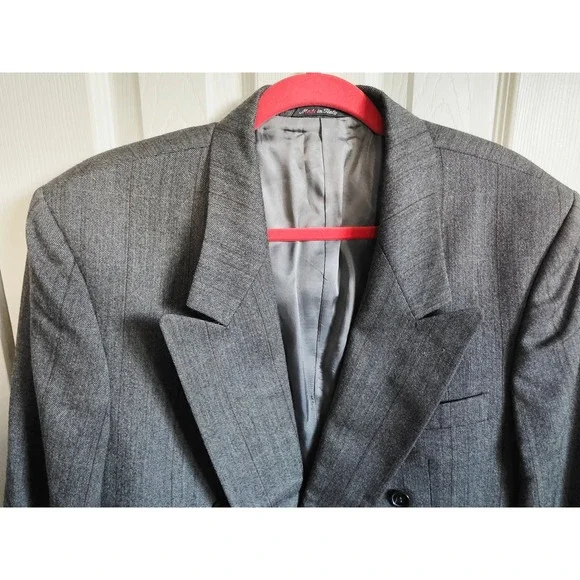 LIDO Mens 42 Double Breasted Wool Blazer Made in Italy Charcoal Pinstripe